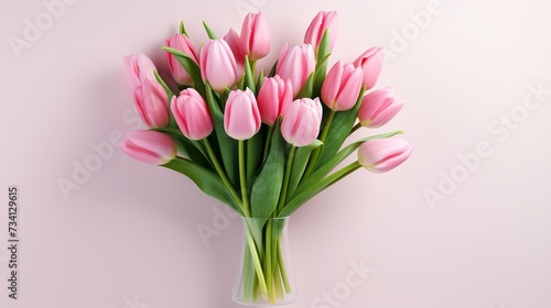 Fresh, lush bouquet of pink tulips isolated on white © Elchin Abilov