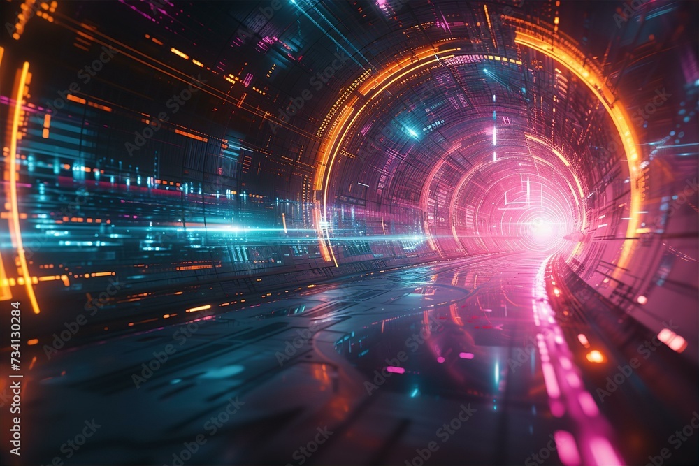 Fototapeta premium 2d illustration Abstract futuristic electronic circuit technology background