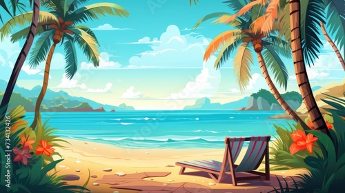 icturesque Illustration of Summer Beach Background