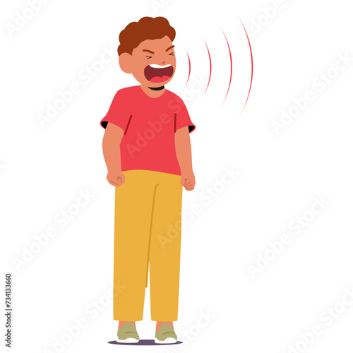 Tumult Of Anguished Cries Erupts As The Hysterical Child Boy, Consumed By A Tantrum, Unleashes Unrestrained Emotion