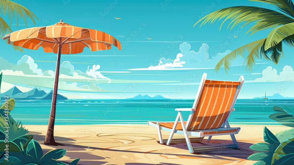 Colorful Illustration of Summer Beach Background