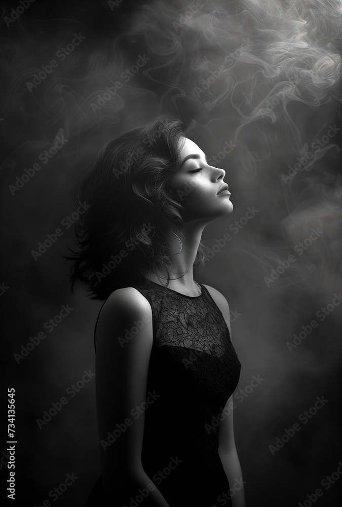 Grace Captured: Black and White Portrait of a Posing Woman