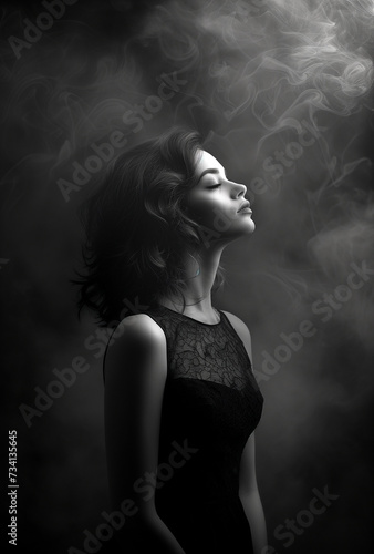 Grace Captured: Black and White Portrait of a Posing Woman