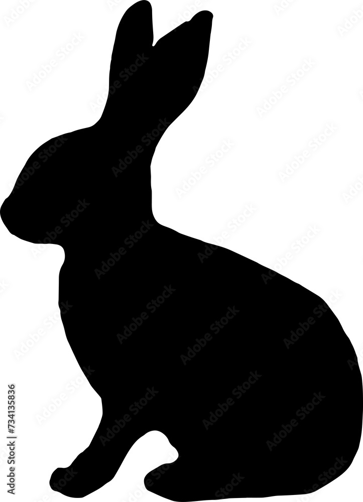 Rabbit silhouette in vector png. Easter bunny. Can be used as a stencil or template for festive decorations, postcards, shop windows, logos, etc, transparent. Rabbit silhouette in vector png. Easter bunny. Can be used as a stencil or template for festive decorations, postcards, shop windows, logos, etc, transparent.