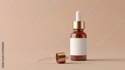 bottle of pipette with serum  3 d rendering, minimalism concept, cosmetics product, cosmetic