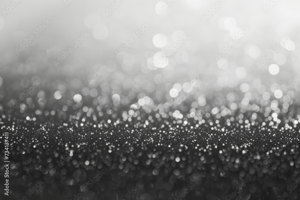 A monochrome bokeh effect with shimmering silver and gray circles creating a blurred sparkle background. A monochrome bokeh effect with shimmering silver and gray circles creating a blurred sparkle background.