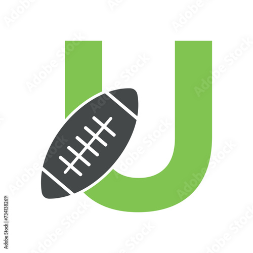 Rugby Logo combine with letter U vector template