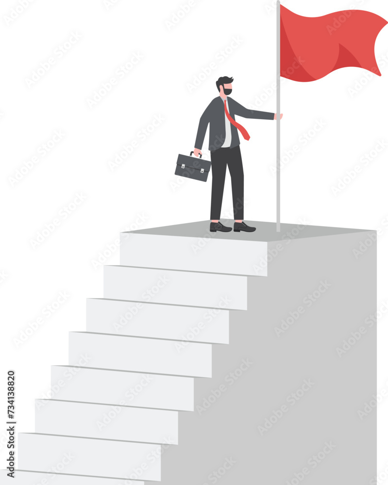 Man on the top of stairs. business concept of victory and success

