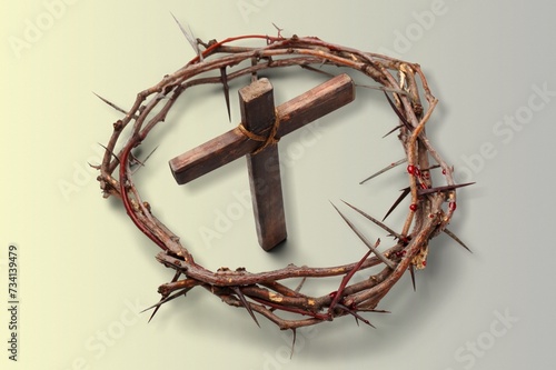Christian Thorns Crown. Easter bright background