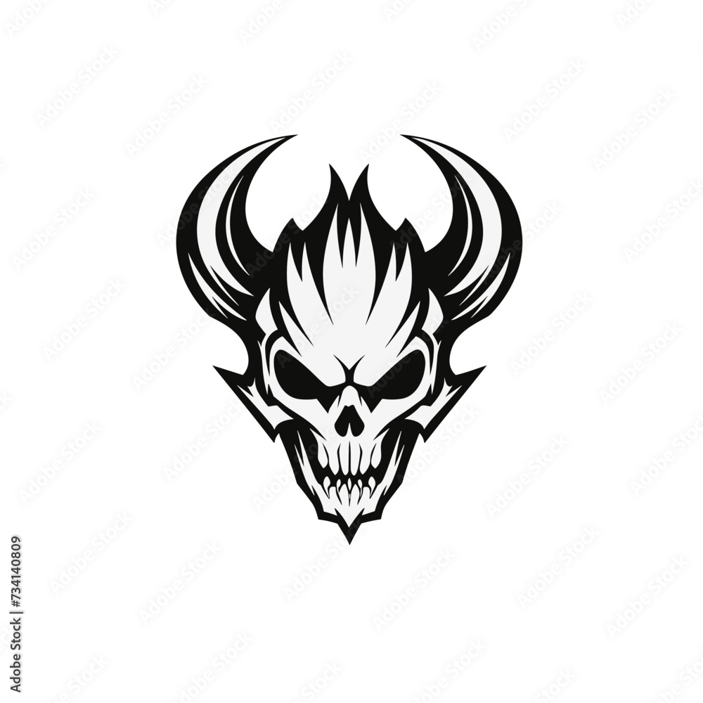 skull daemon with horns vector illustration isolated transparent background logo, cut out or cutout t-shirt design skull daemon with horns vector illustration isolated transparent background logo, cut out or cutout t-shirt design