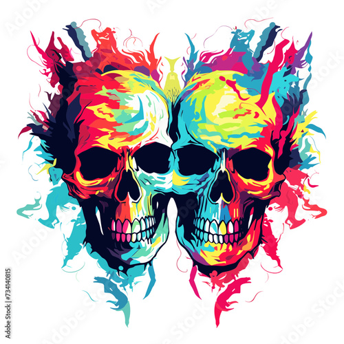 skull couple twins vector illustration isolated transparent background logo, cut out or cutout t-shirt design
