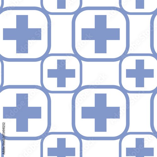 Seamless pattern with medicine cross. Theme of health, medicine for people and animals. Vector