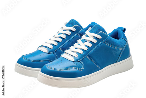 Pair of blue sport sneakers, transparent or isolated on white background