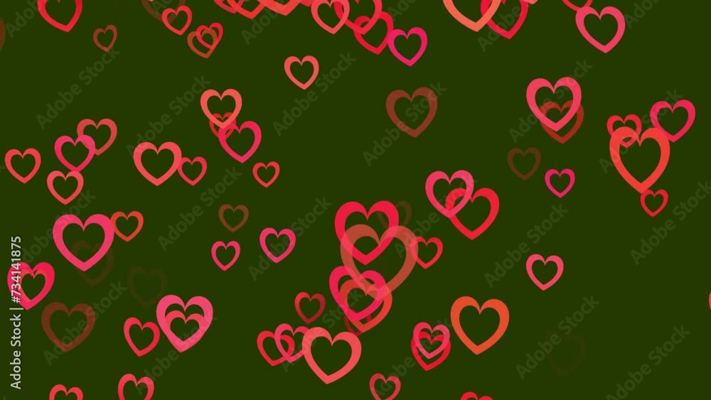 Red hearts float smoothly on a green background, video background for Valentine's Day Red hearts float smoothly on a green background, video background for Valentine's Day
