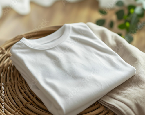 White T-Shirt Mockup Minimalist White Tee: Simple, classic, emphasizes minimalism