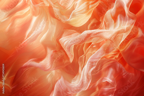 Abstract peach and  light orange chiffon textile background  photo