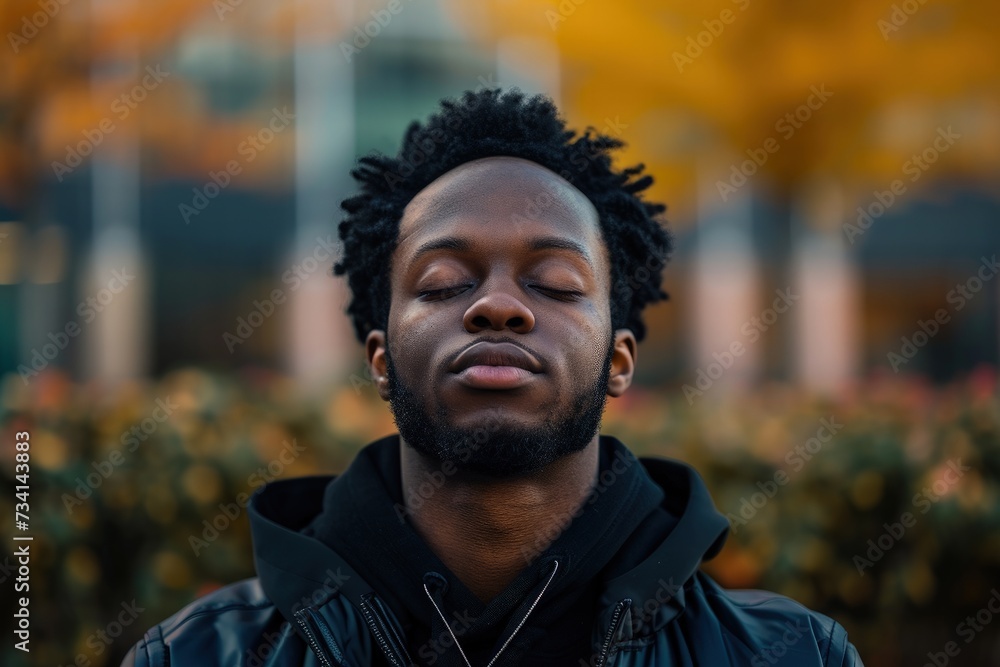 Portrait of a young african american man in the city Portrait of a young african american man in the city