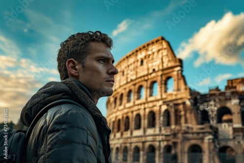 Young man in front of Colosseum in Rome, Italy © Miguel