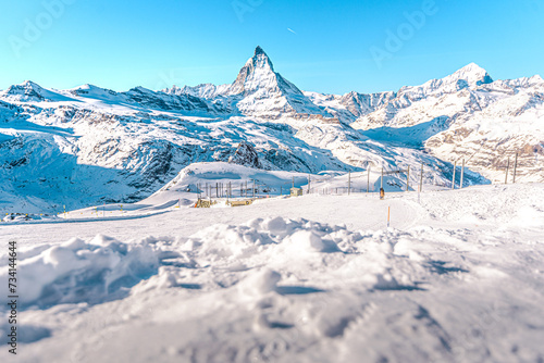matterhorn landscape with snow covered mountains in switzerland © Nick