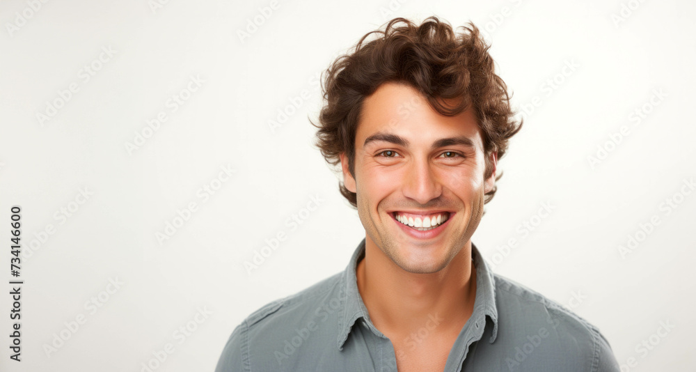 Portrait of a handsome young man with curly hair on white background Portrait of a handsome young man with curly hair on white background
