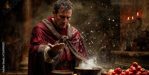 Religious Depiction of a Biblical Scene: Pontius Pilate, who Presided over the Trial of Jesus, Washes his Hands of the Matter Wallpaper Background Symbol Image Digital Art