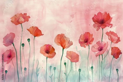 Watercolor festive background with flowers 