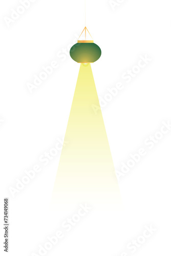 Green ceiling lamp with gold  detail vector. 