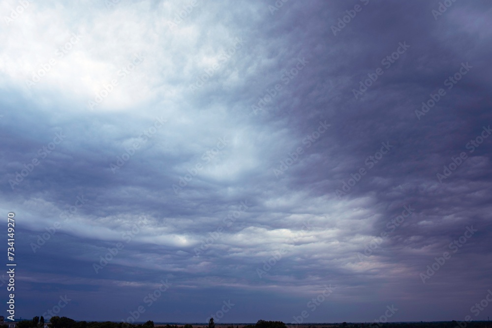 Dramatic sky with storm clouds, rain clouds, rainy season, landscape