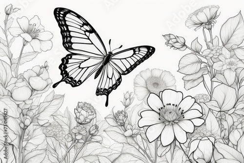 outline drawings of a Butterfly for the coloring page