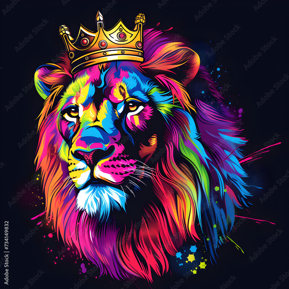 Colorful Lion Crown Logo, 4