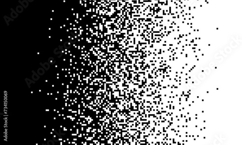 Black on white background. Black and white dissolve halftone grunge effect. Vector Illustration. Pixelated dissolve gradient