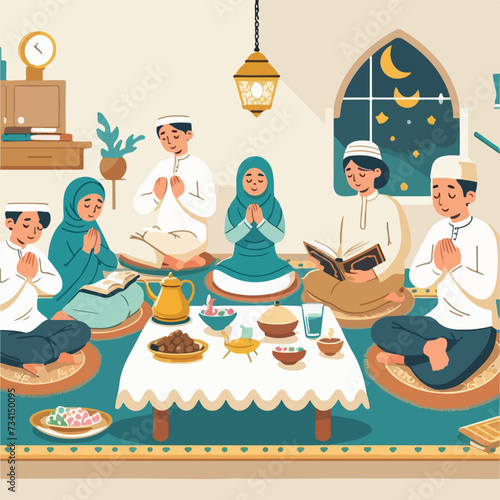 Holistic month Ramadan Nurturing the Mind Body and Soul flat vector photo