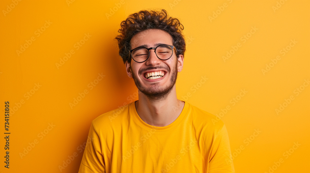 Latin American Man Radiating Happiness and Joy, Isolated on Solid Background - Copy Space Included Latin American Man Radiating Happiness and Joy, Isolated on Solid Background - Copy Space Included