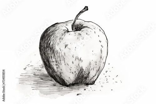 An illustration of apple in sketch style on the white background. Handdrawn apple. photo