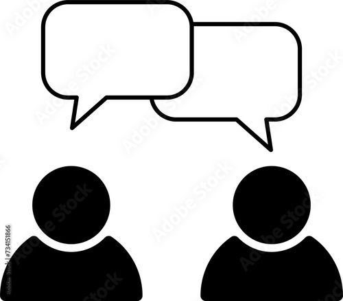 People Figures and Blank Speech Bubbles or Clouds Conversation Communication Message Symbol Element Icon with Empty Space for Text. Vector Image.