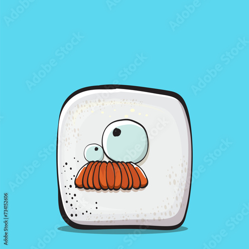 Vector Cartoon sugar cartoon characters isolated on blue background. funky sweet sugar cube character with eyes and mouth. funky food character