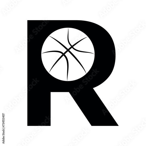 Basket Ball Logo combine with letter R vector template photo