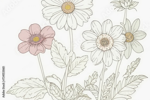 Outline Drawings of flowers for the coloring page