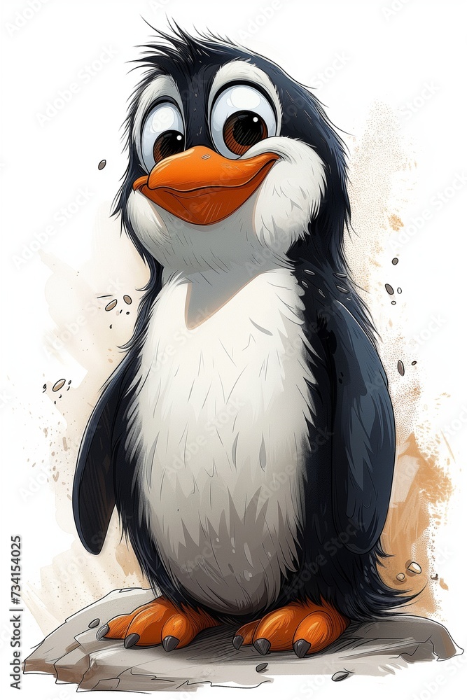 Obraz premium Happy Penguin. Penguins in different life situations. Generated by AI. High-quality illustration