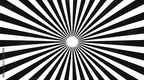 Retro background with rays or stripes in the center. Sunburst or sun burst retro background. black and white retro burst.  © Feathering Flower