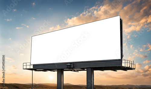 Billboard standing tall beside a bustling highway under a moody sky