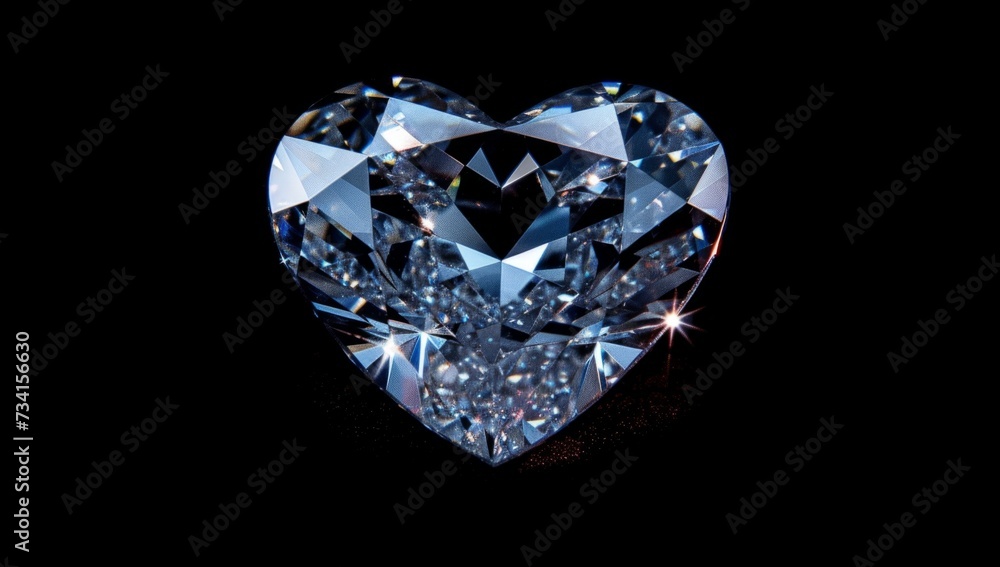 heart shaped diamond on black background Generative AI heart shaped diamond on black background Generative AI