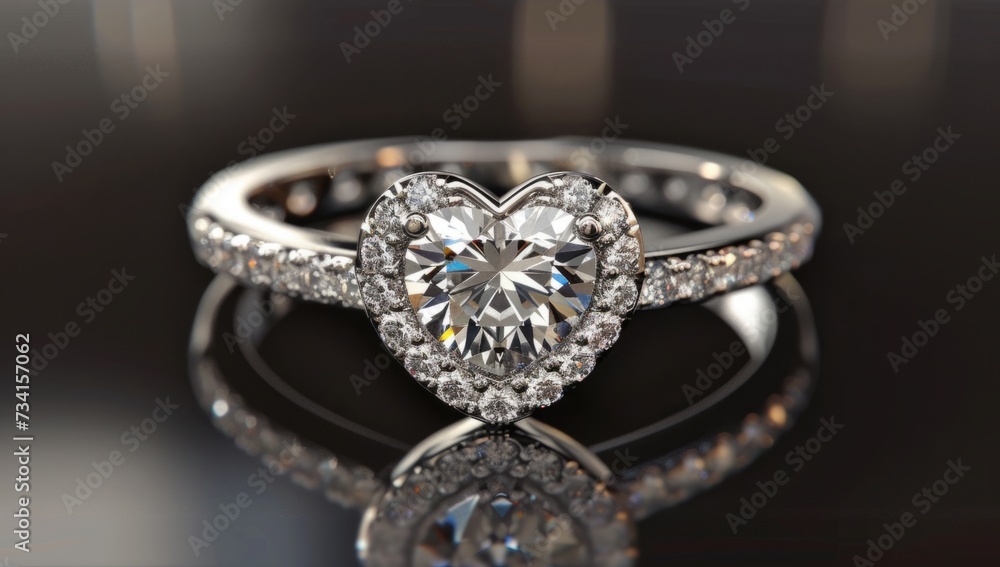 Fototapeta premium a beautiful diamond heart shaped engagement ring Generative AI