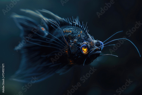 An eerie abyssal anglerfish prowling the depths of the ocean