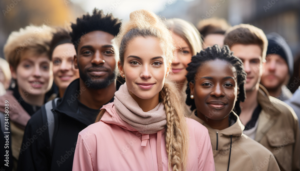 Smiling men, young adults, African and Caucasian, cheerful outdoors generated by AI Smiling men, young adults, African and Caucasian, cheerful outdoors generated by AI