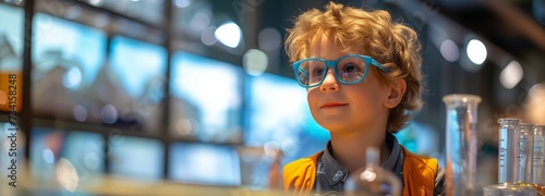 Inquisitive Youngster's Science Lab Adventure with Copyspace