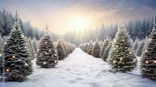 winter christmas tree farm snow © PikePicture