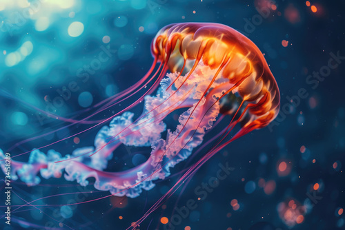 A majestic Attila jellyfish gracefully gliding through the ocean depths