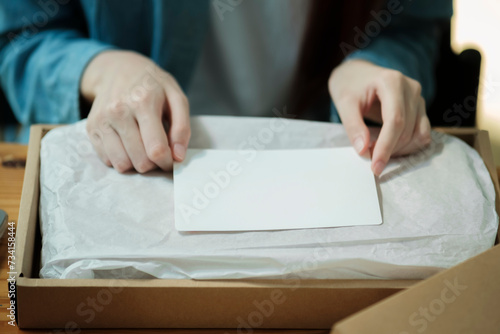 Placing a Thank You Card in a Package