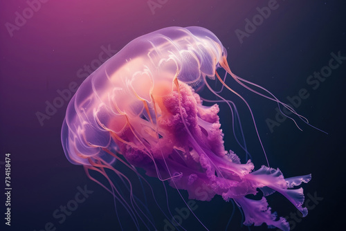A majestic Attila jellyfish gracefully gliding through the ocean depths © Veniamin Kraskov